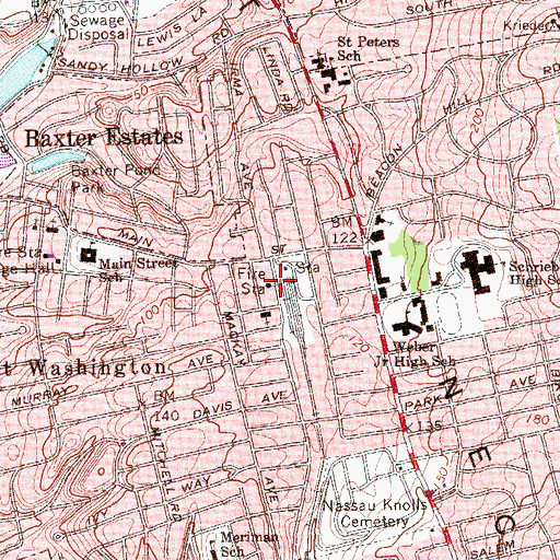 Topographic Map of Port Washington Volunteer Fire Department Flower Hill Hose Company 1, NY