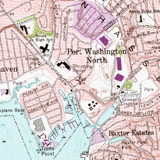 Topographic Map of Port Washington Volunteer Fire Department Protection Engine Company 1 Annex, NY