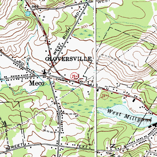 Topographic Map of Meco Volunteer Fire Department, NY