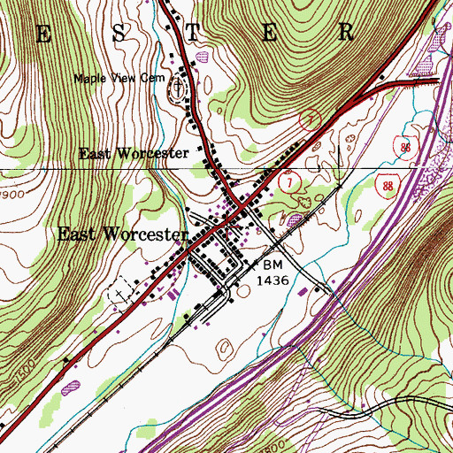 Topographic Map of East Worcester Hose Company 1, NY