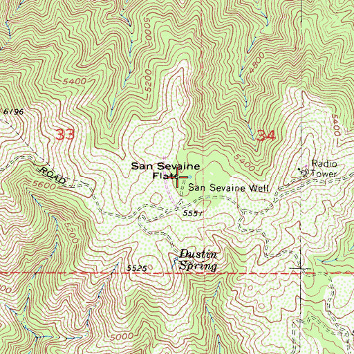 Topographic Map of San Sevaine Well, CA