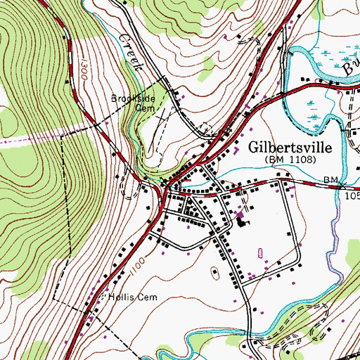 Topographic Map of Gilbertsville Volunteer Fire Department, NY