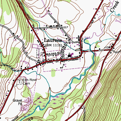 Topographic Map of Laurens Volunteer Fire Department, NY