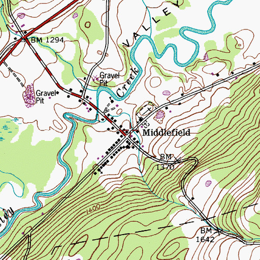 Topographic Map of Middlefield Volunteer Fire Department, NY