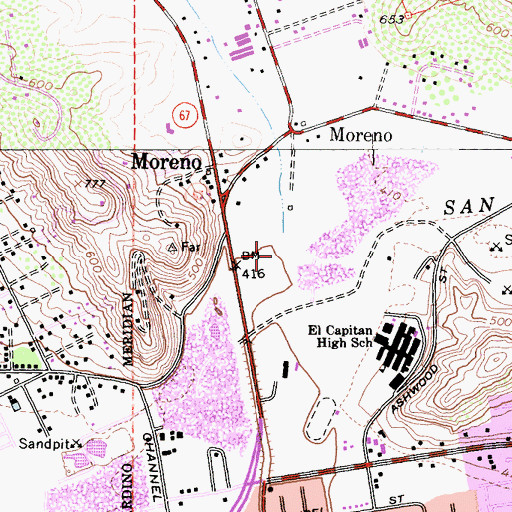 Topographic Map of San Vicente Creek, CA