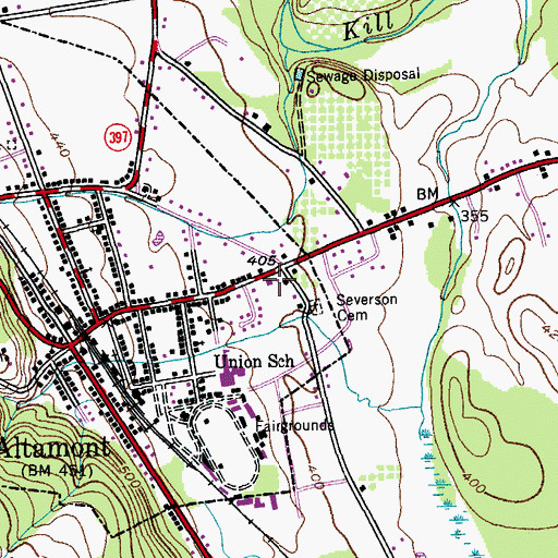 Topographic Map of Altamont Fire Department, NY