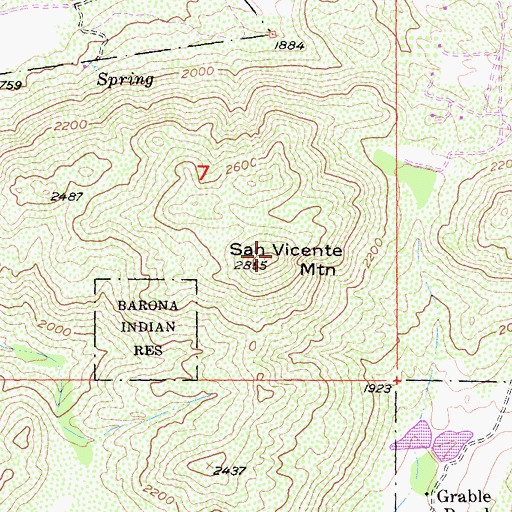 Topographic Map of San Vicente Mountain, CA