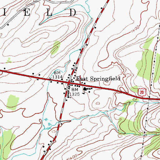 Topographic Map of Springfield Volunteer Fire Department Station 1, NY