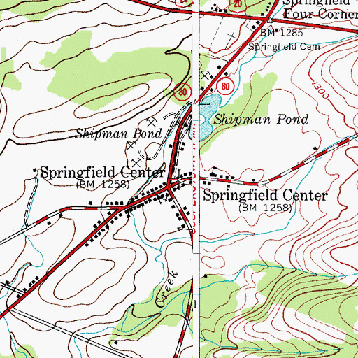 Topographic Map of Springfield Volunteer Fire Department Station 2, NY