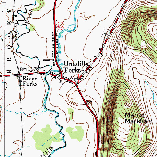 Topographic Map of Unadilla Forks Volunteer Fire Company, NY