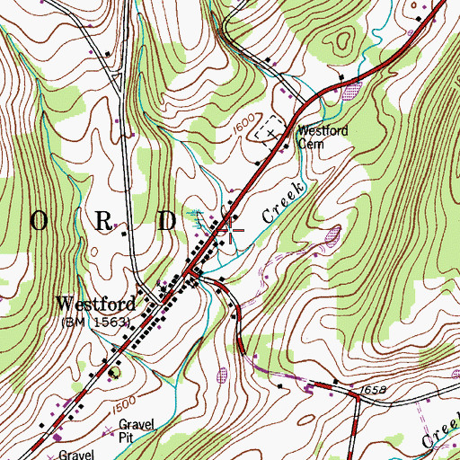 Topographic Map of Westford Volunteer Fire Department, NY
