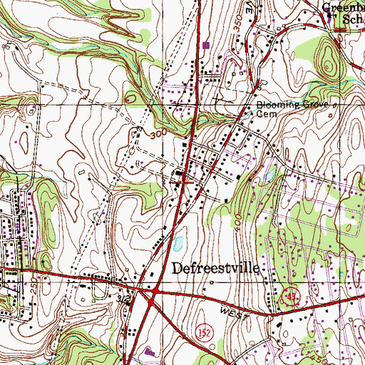 Topographic Map of Defreestville Volunteer Fire Department, NY
