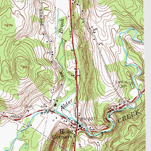 Topographic Map of Hoags Corners Volunteer Fire Company Station 1, NY