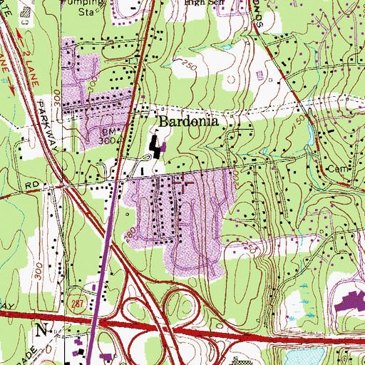 Topographic Map of Nanuet Fire Engine Company 1 Bardonia Substation, NY