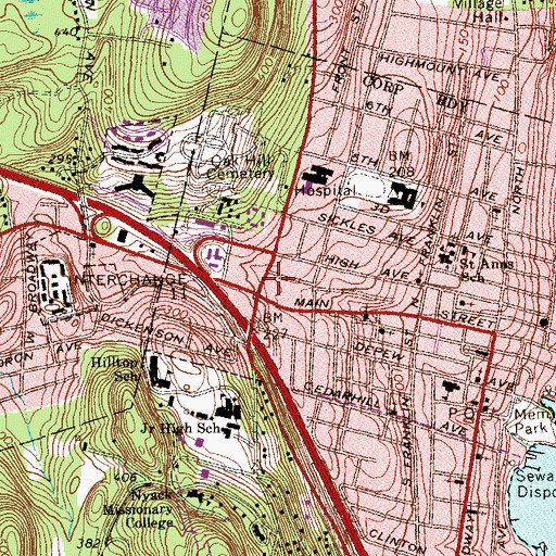 Topographic Map of Nyack Volunteer Fire Department Chelsea Hook and Ladder Company 2, NY