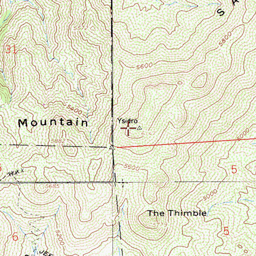Topographic Map of San Ysidro Mountain, CA