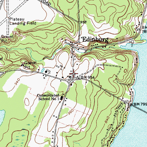 Topographic Map of Edinburg Volunteer Fire Company, NY