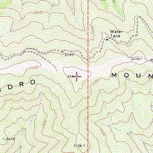 Topographic Map of San Ysidro Mountains, CA