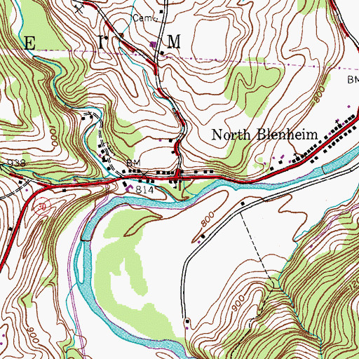 Topographic Map of Blenheim Hose Company, NY