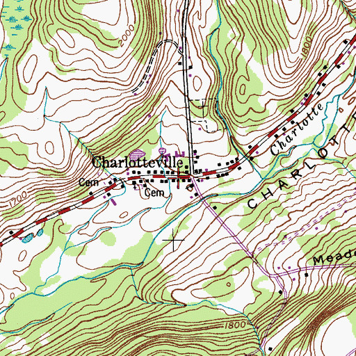 Topographic Map of Charlotteville Volunteer Fire Department, NY