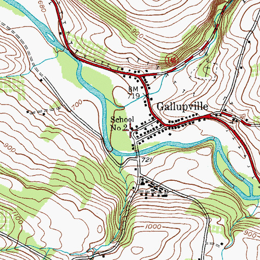 Topographic Map of Gallupville Volunteer Fire Department, NY