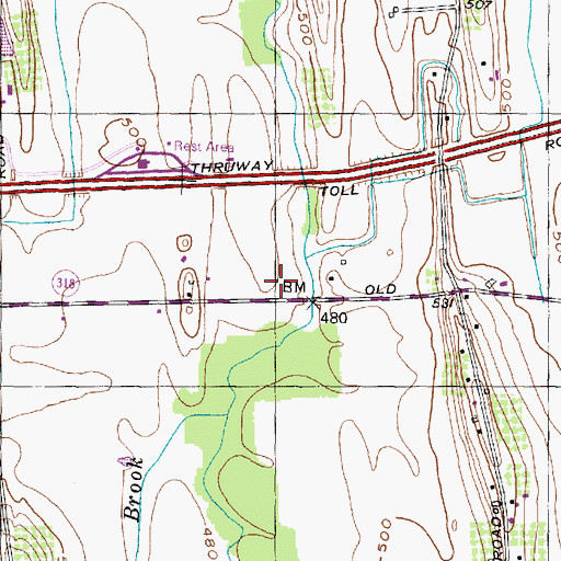 Topographic Map of Junius Volunteer Fire Department Station 2, NY