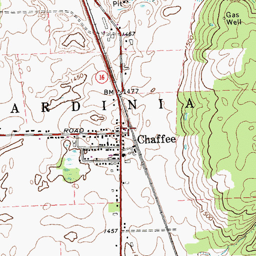 Topographic Map of Chaffee Sardinia Volunteer Fire Company Station 1, NY