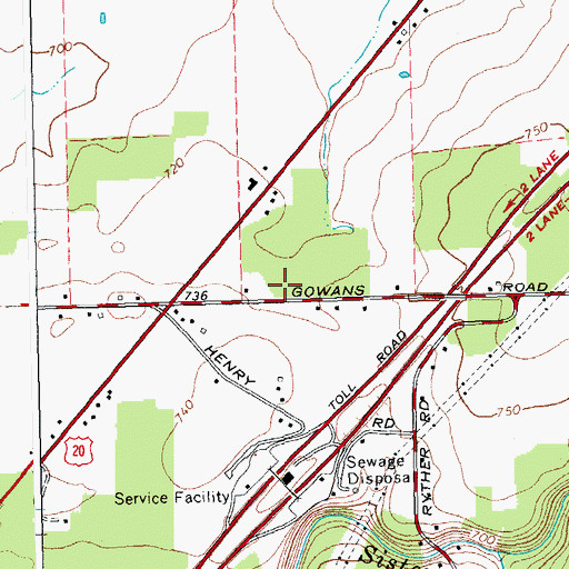 Topographic Map of Evans Center Volunteer Fire Company Station 2, NY