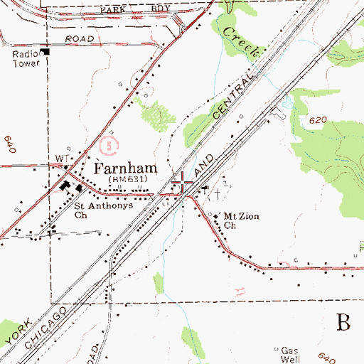 Topographic Map of Farnham Volunteer Fire Department, NY