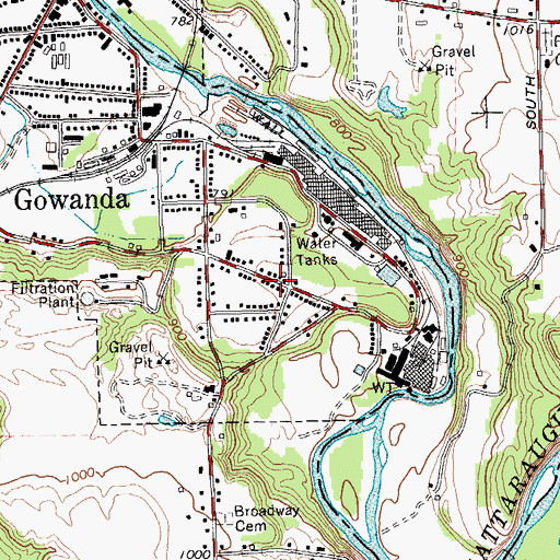 Topographic Map of Gowanda Volunteer Fire Department Station 2 Hidi Hose Company 4, NY