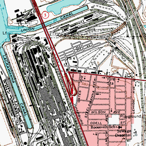 Topographic Map of Lackawanna Fire Department Station 1 Engine Company 1, NY