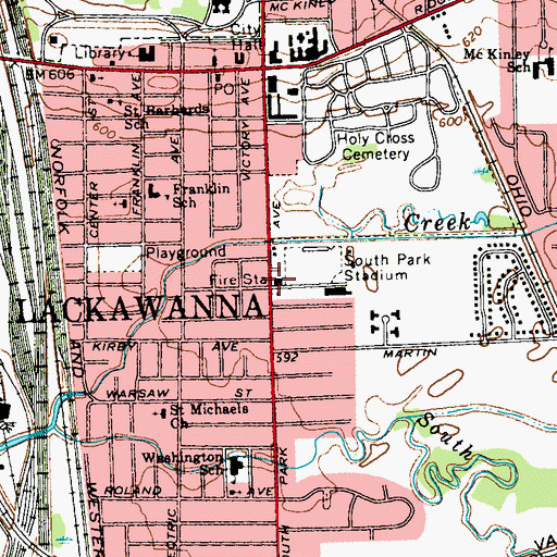 Topographic Map of Lackawanna Fire Department Station 3 Engine Company 3, NY