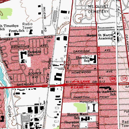 Topographic Map of Sheridan Park Volunteer Fire Company District 4 Station 2, NY