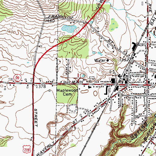 Topographic Map of Springville Volunteer Fire Department, NY