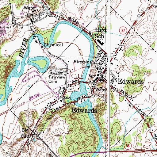 Topographic Map of Edwards Volunteer Fire Department, NY
