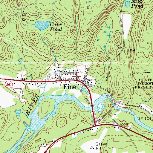 Topographic Map of Fine Volunteer Fire Department, NY