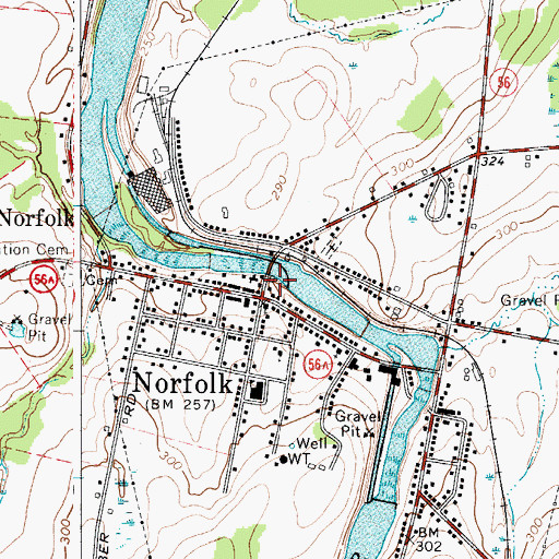 Topographic Map of Norfolk Volunteer Fire Department Station 1, NY