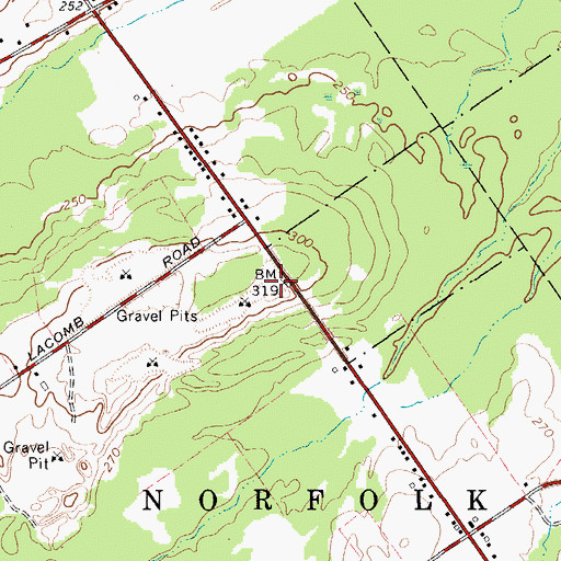Topographic Map of Norfolk Volunteer Fire Department Station 3, NY