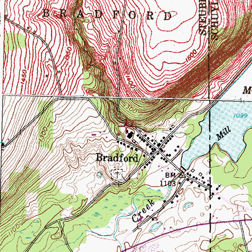 Topographic Map of Bradford Volunteer Fire Company, NY