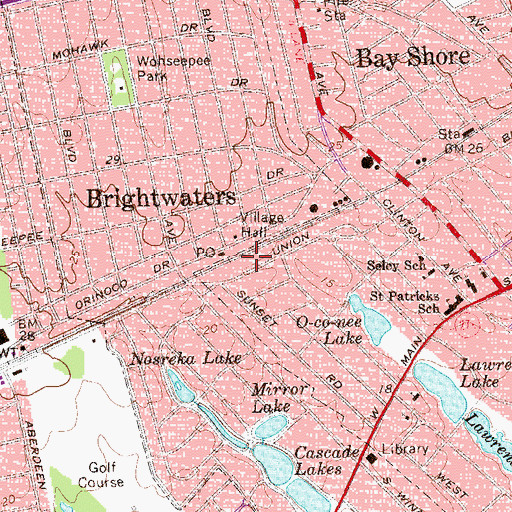 Topographic Map of Bay Shore Fire Station, NY
