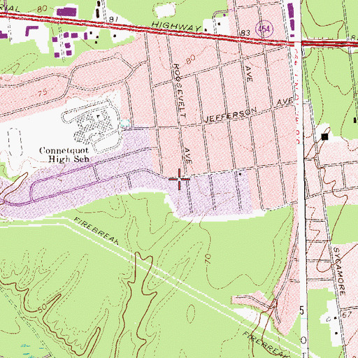 Topographic Map of Bohemia Fire Station, NY