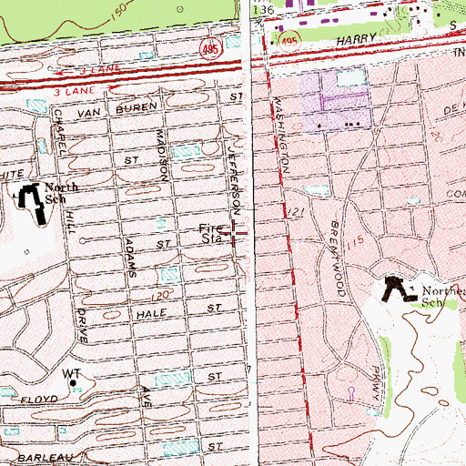 Topographic Map of Brentwood Fire Department, NY