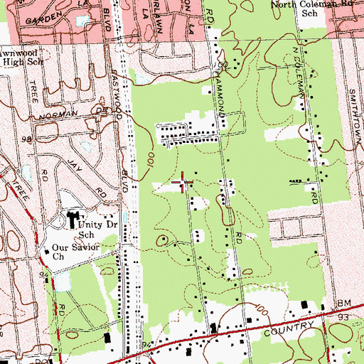 Topographic Map of Centereach Fire Department Station 3, NY