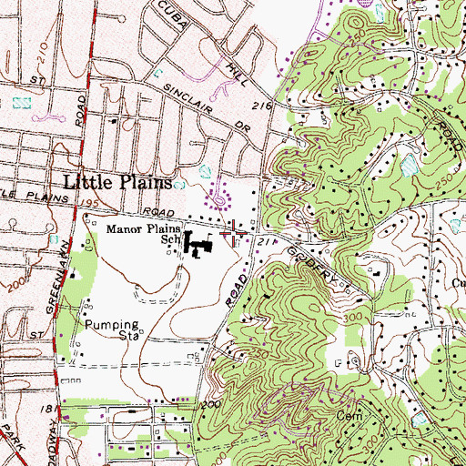Topographic Map of Greenlawn Volunteer Fire Department, NY