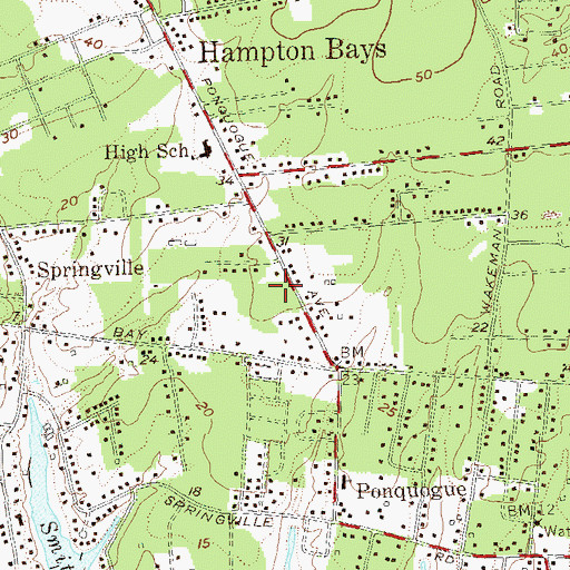 Topographic Map of Hampton Bays Fire Department Sub Station, NY
