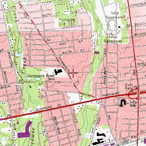Topographic Map of Islip Fire Department, NY