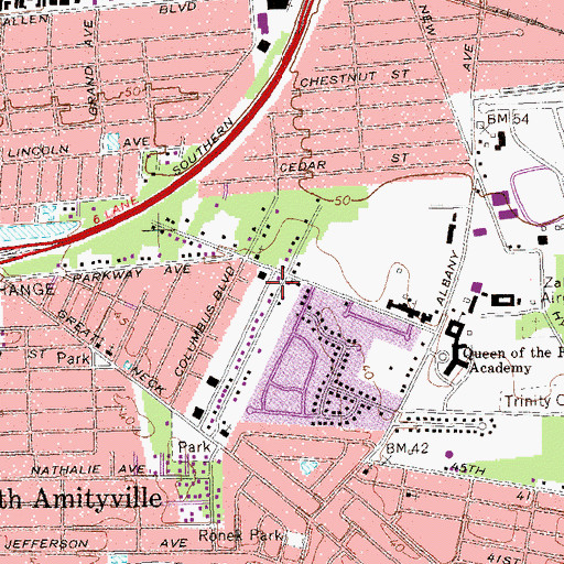 Topographic Map of North Amityville Volunteer Fire Station 2, NY