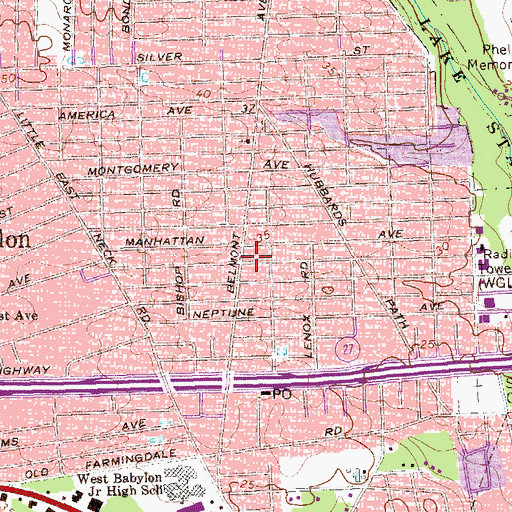 Topographic Map of North Babylon Volunteer Fire Company Rescue, NY
