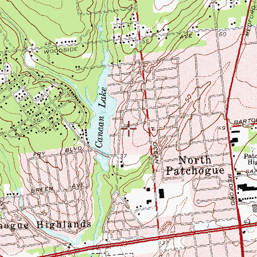 Topographic Map of North Patchogue Volunteer Fire Station 2, NY