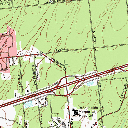 Topographic Map of North Patchogue Volunteer Fire Department Station 3, NY